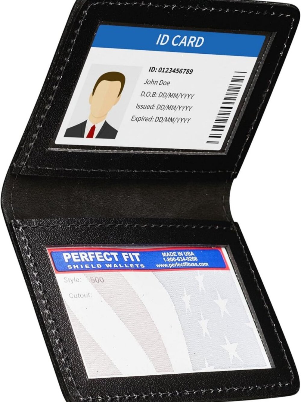 Slim Leather Bifold Wallet with 2 ID Slots, Dual Card Holder, Perfect Fit